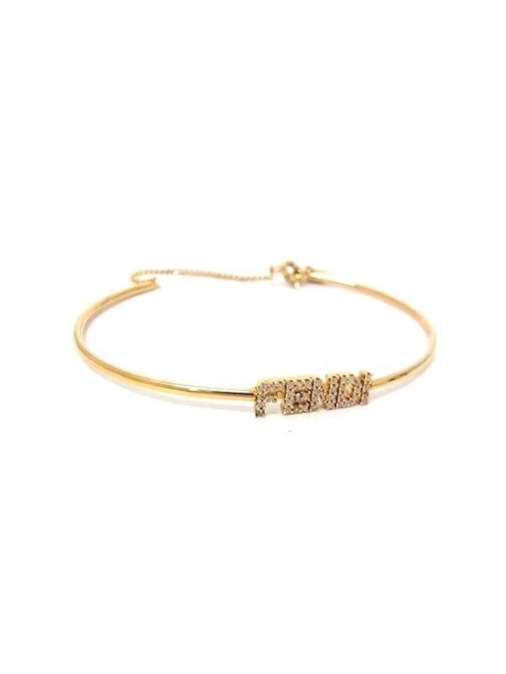 Fendi Bracelet Graffiti Gold Metal Rhinestone